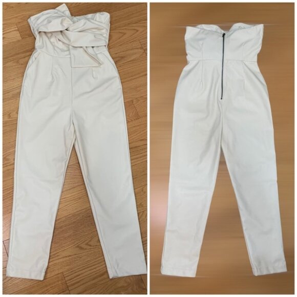 Kendall nd ylie ront ie trapless hite egan eather umpsuit - Picture 2 of 11